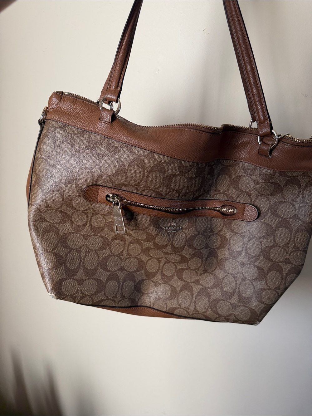 Coach Brown Logo-Print Shoulder Tote